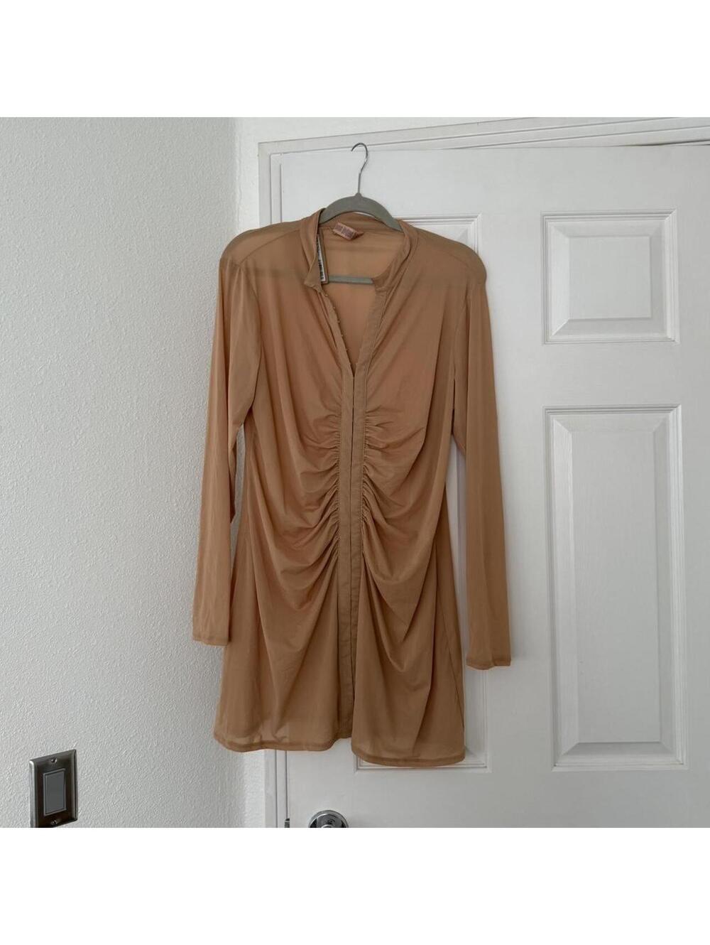 Skims long sleeve mesh ruched mini dress cover up NWT size 2XL